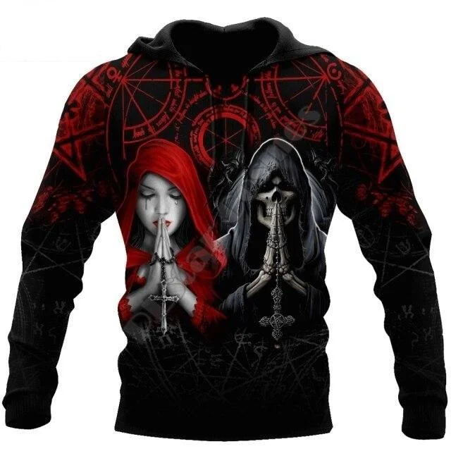 Unisex Beautiful Angel and Demon 3D All Over Printed Sweatshirt Hoodies