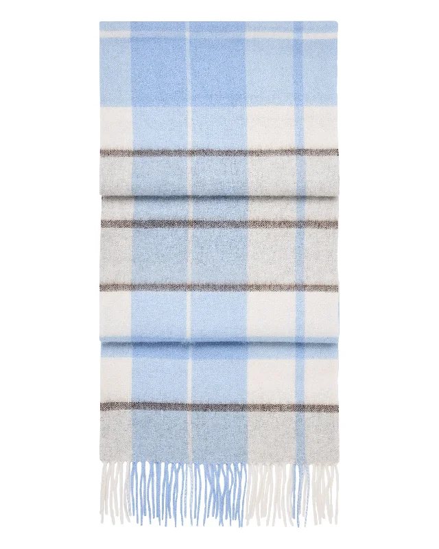 Unisex Cashmere Check Scarf Blue Check