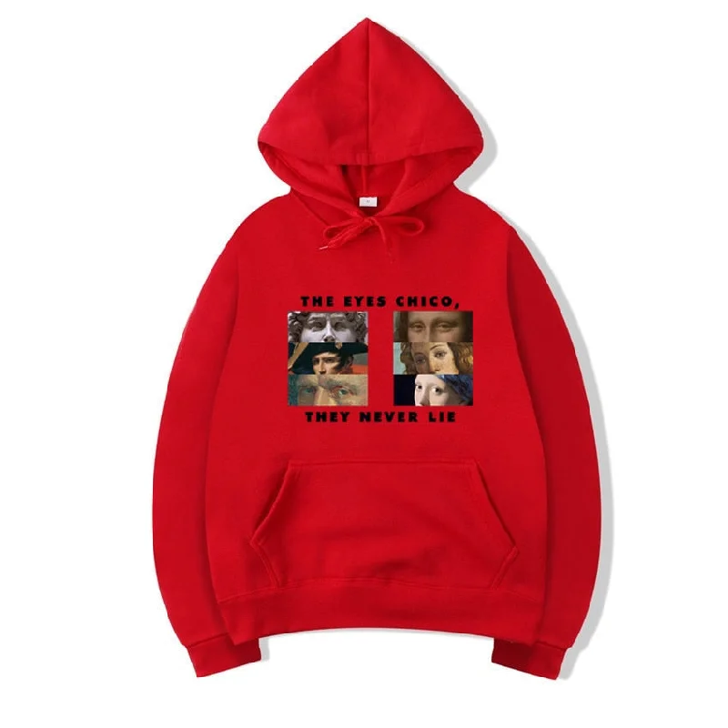 Unisex Casual Red The Eyes Chico Then Never Lie Halloween Hoodies