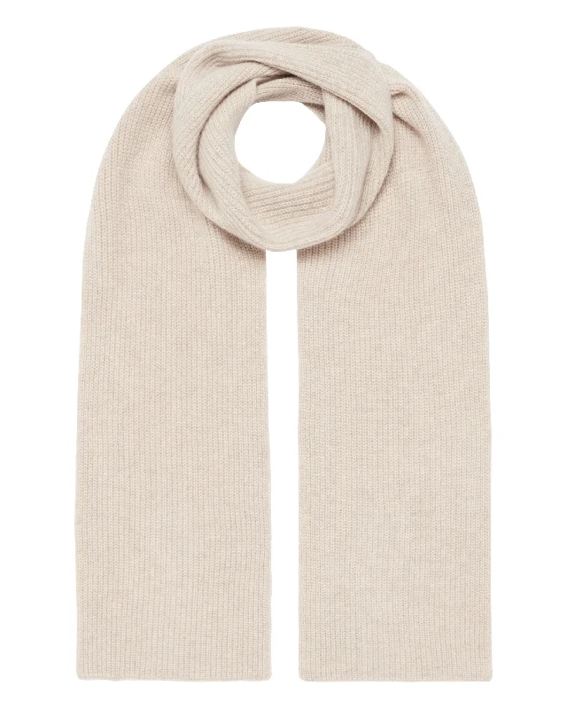 Unisex Ribbed Cashmere Scarf Heather Beige Brown