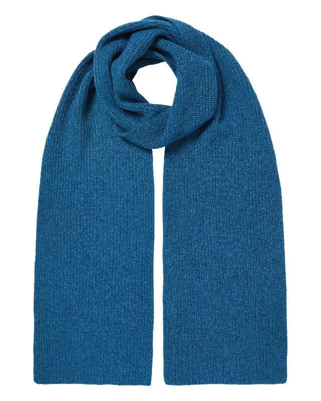 Unisex Ribbed Cashmere Scarf Lagoon Blue