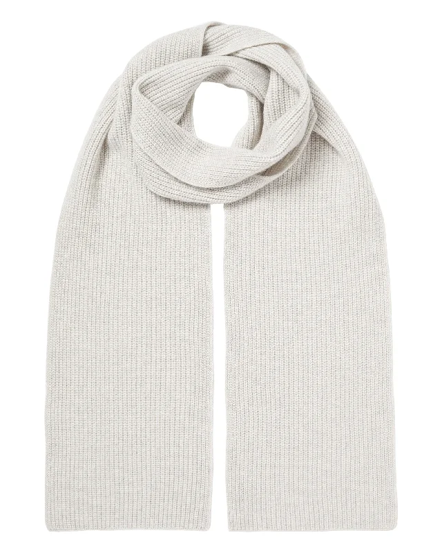 Unisex Ribbed Cashmere Scarf Pebble Grey