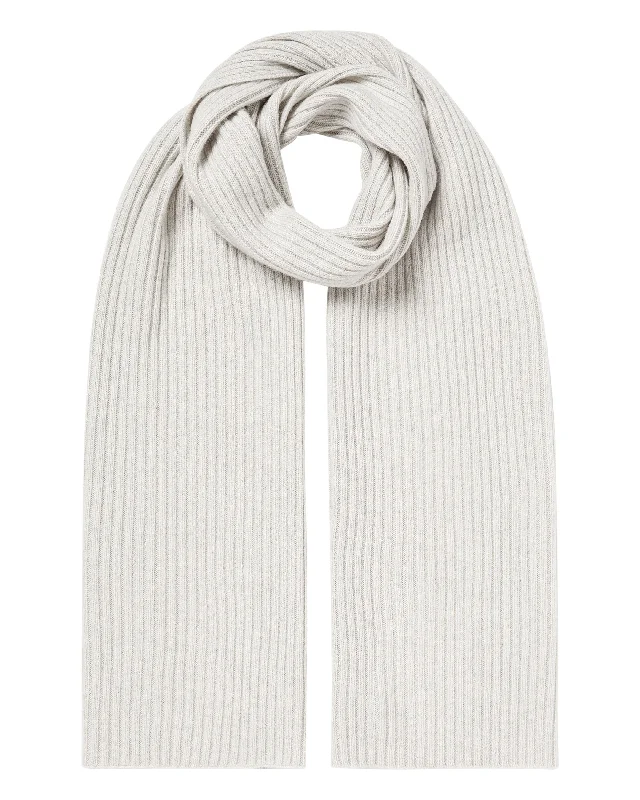 Unisex Short Ribbed Cashmere Scarf Pebble Grey