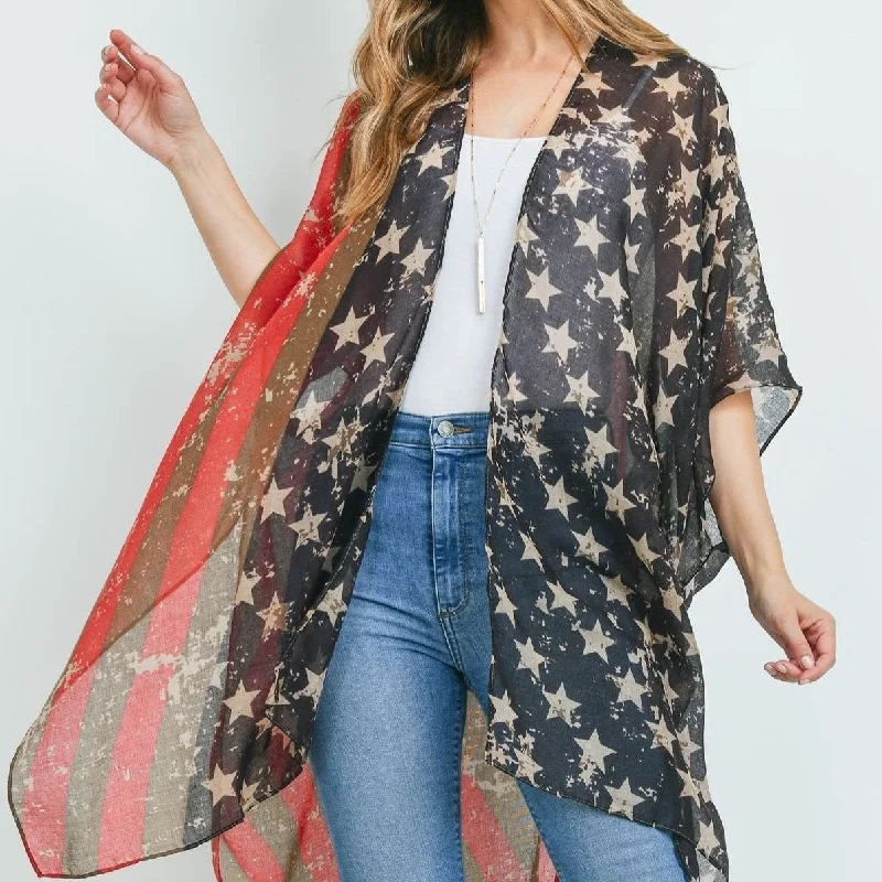 Vintage USA Flag Print Kimono