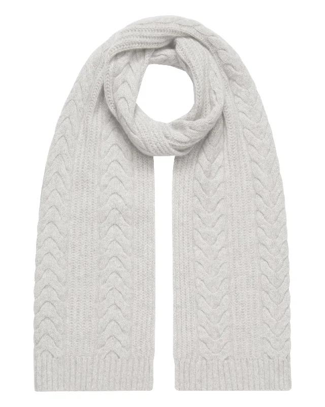 Women's Wide Cable Cashmere Scarf Fumo Grey