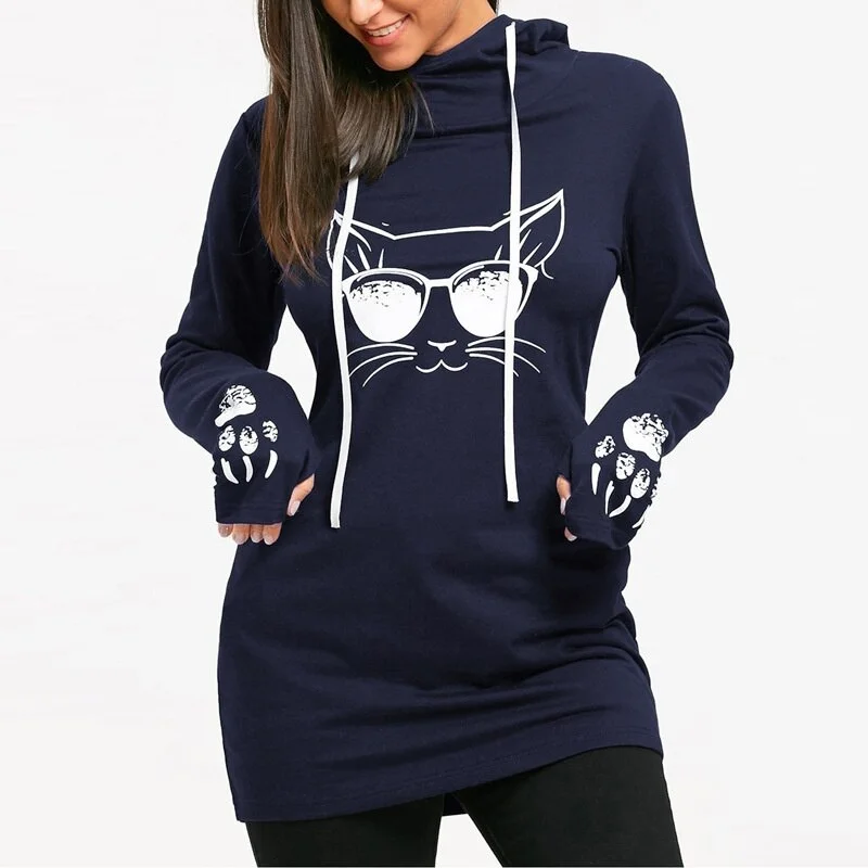 FashionSierra - Plus Size Harajuku Cat Printed Hoodies