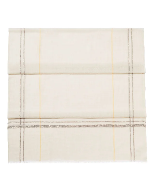 Women's Check Cashmere Pashmina Beige Brown