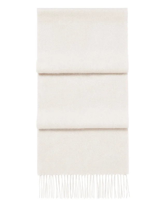 Unisex Woven Cashmere Scarf Ecru White