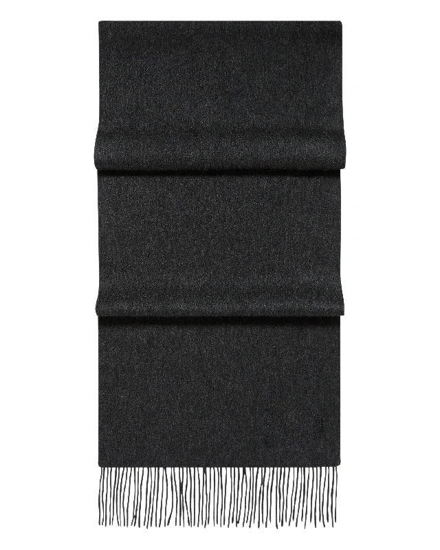 Unisex Woven Cashmere Scarf Dark Charcoal Grey