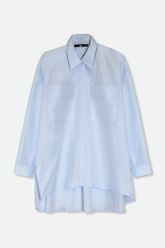 ADDIE SHIRT IN ITALIAN COTTON WITH PATCH POCKETS LIGHT BLUE