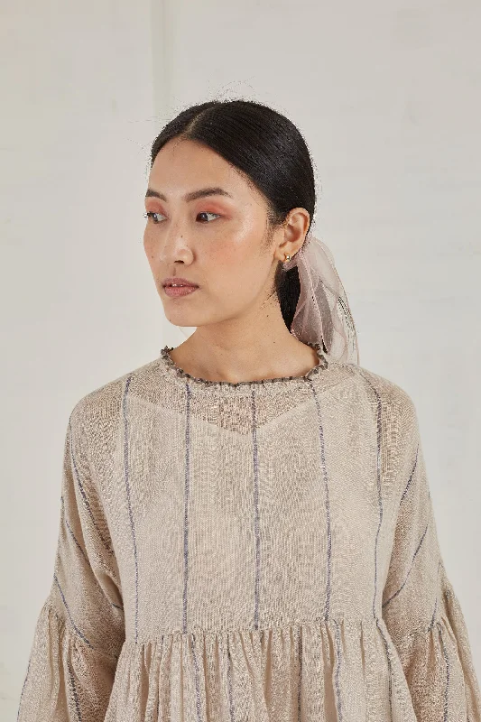 handwoven voluminous sleeves Peplum ash top