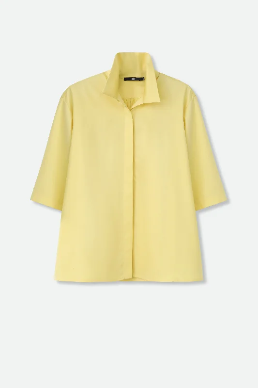 CAMP SHIRT IN ITALIAN COTTON POPLIN STRETCH IN YELLOW