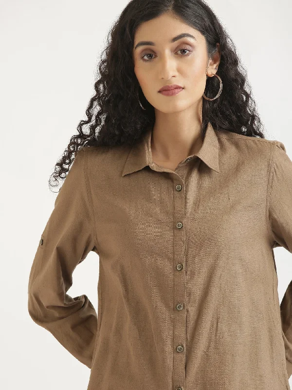 Coffee Brown Airy-Linen Shirt