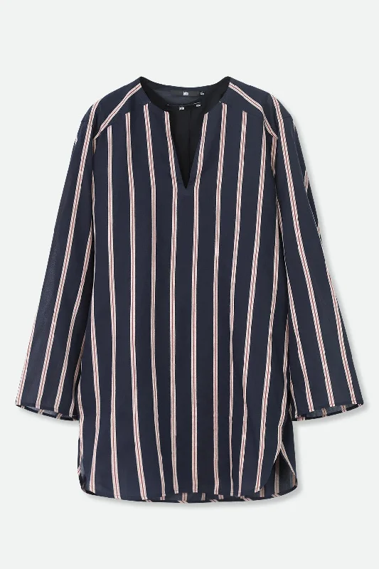 CYPRESS LAYERED SHIRT IN ITALIAN COTTON VOILE NAVY STRIPES