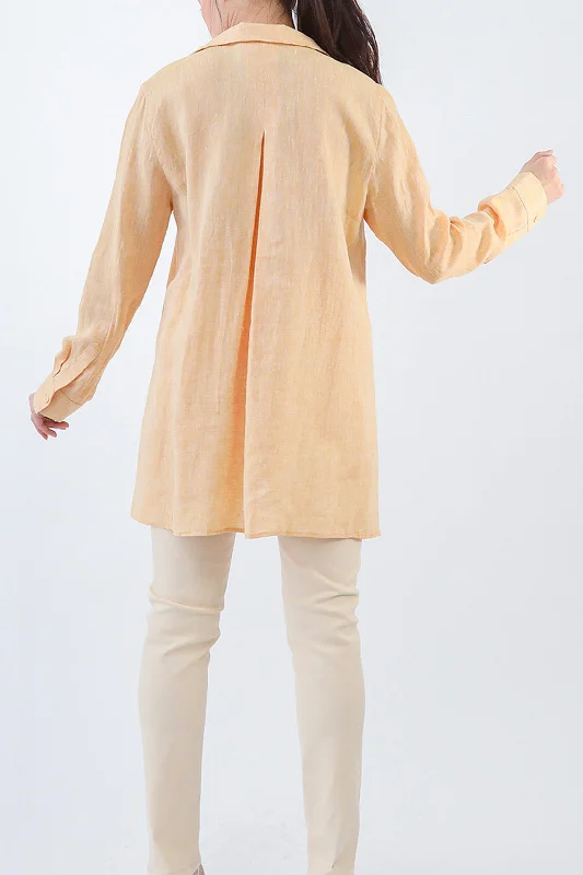 SELLA SHIRT IN ITALIAN LINEN IN PEACH FUZZ