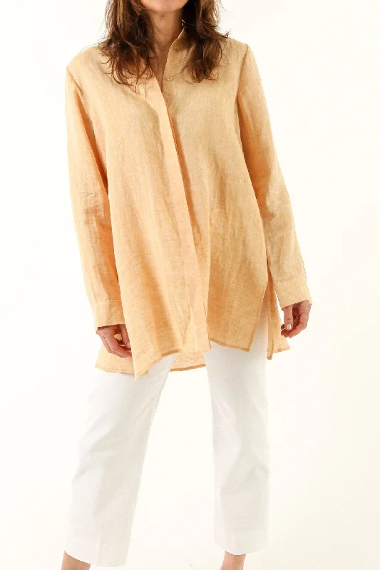 SELLA SHIRT IN ITALIAN LINEN IN PEACH FUZZ