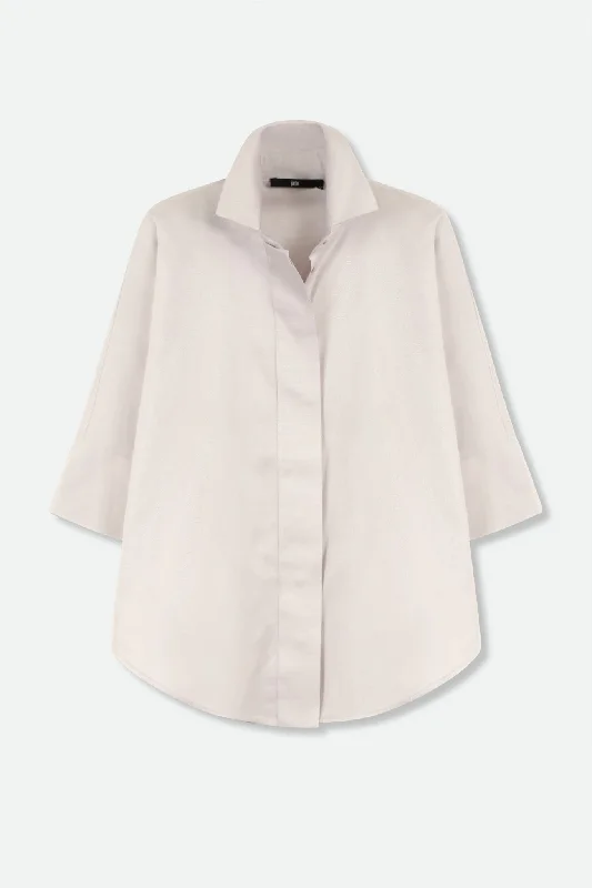 SAHANA DOLMAN SHIRT IN ITALIAN COTTON BRUSHED TWILL SILVER