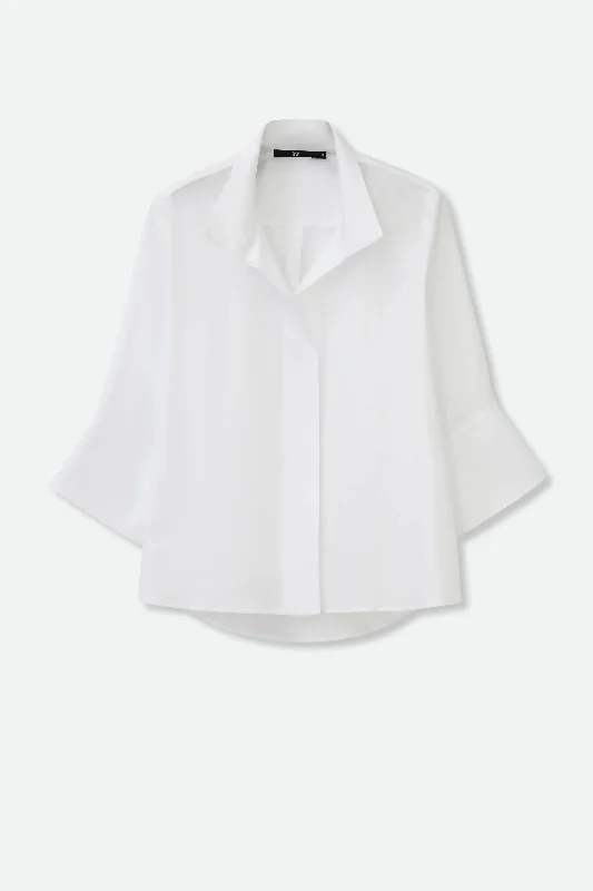 SANDRINE WIDE-CUFF SHIRT IN ITALIAN COTTON STRETCH