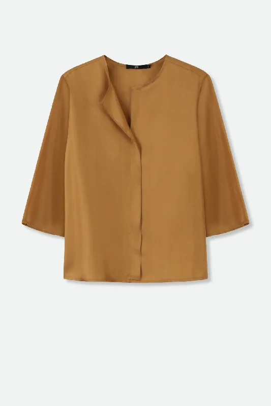 FIORA FRONT SEAM SHIRT IN SILK TWILL COPPER