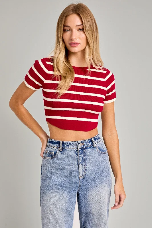 Burgundy/Cream Stripe / X-Small