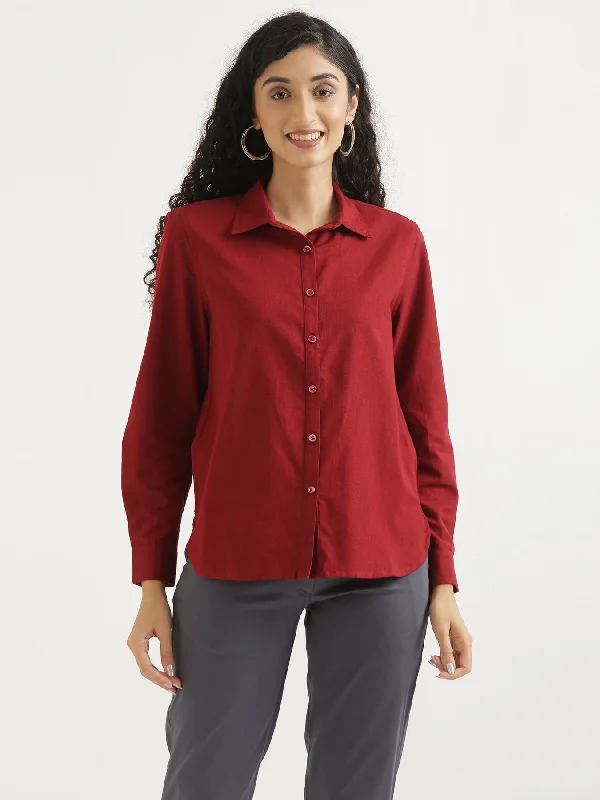 Maroon Airy-Linen Shirt