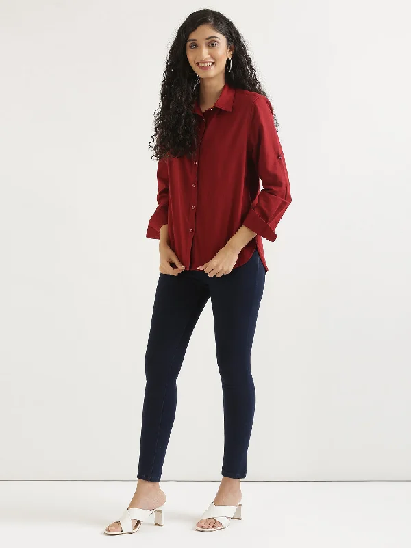 Maroon Airy-Linen Shirt