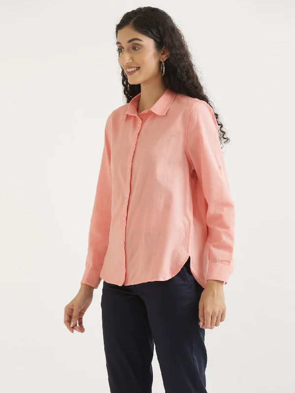 Peach Airy-Linen Shirt