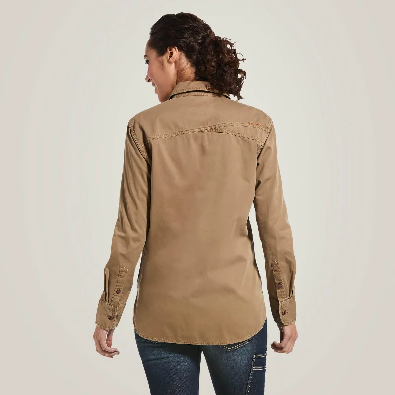 Women's Rebar Washed Twill Work Shirt - Khaki