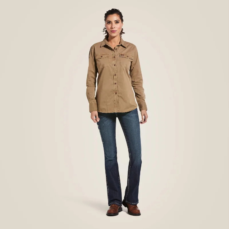 Women's Rebar Washed Twill Work Shirt - Khaki