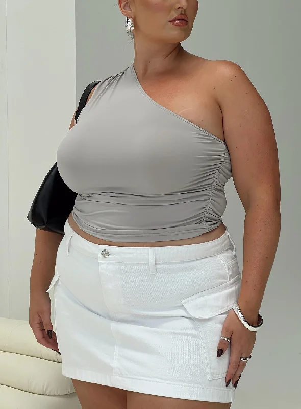 Annem One Shoulder Top Grey Curve