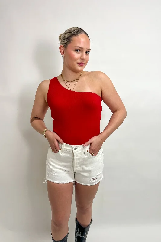 Ribbed One Shoulder Bodysuit