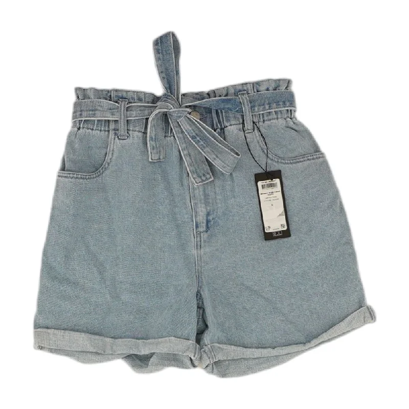 Blue Solid Denim Shorts