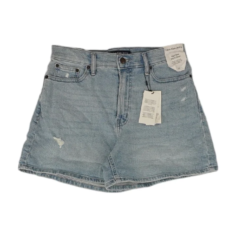 Blue Solid Denim Shorts