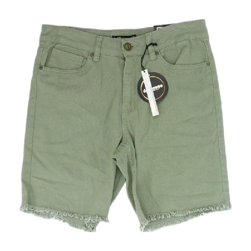 Green Solid Denim Shorts