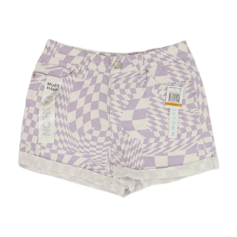 Lavender Geometric Denim Shorts