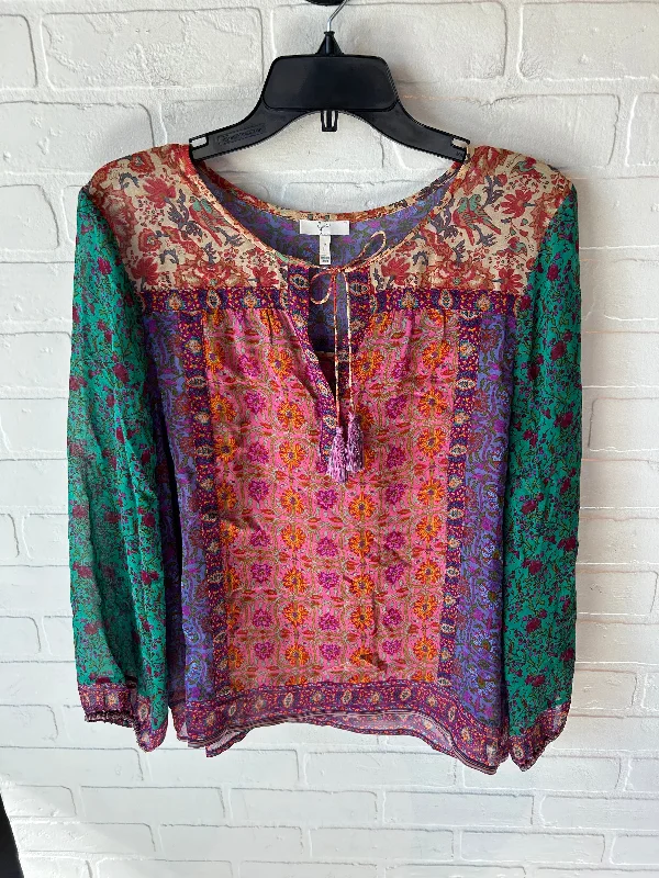 Top Long Sleeve By Joie In Purple & Tan, Size: L