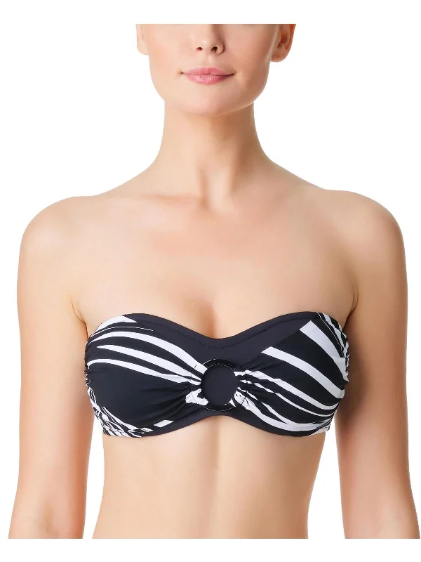 Womens Striped Bandeau Bikini Swim top