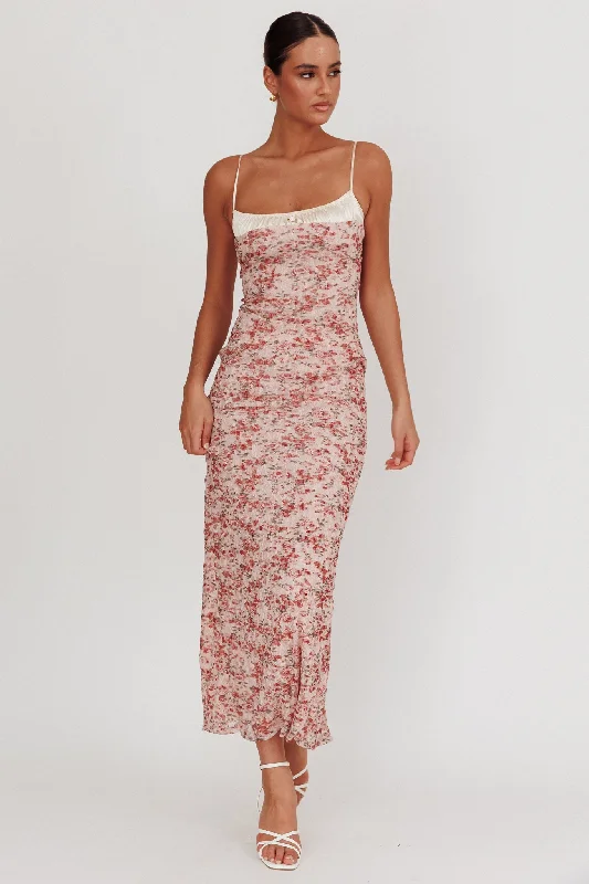 I'm Blushing Floral Lace Maxi Dress Rose