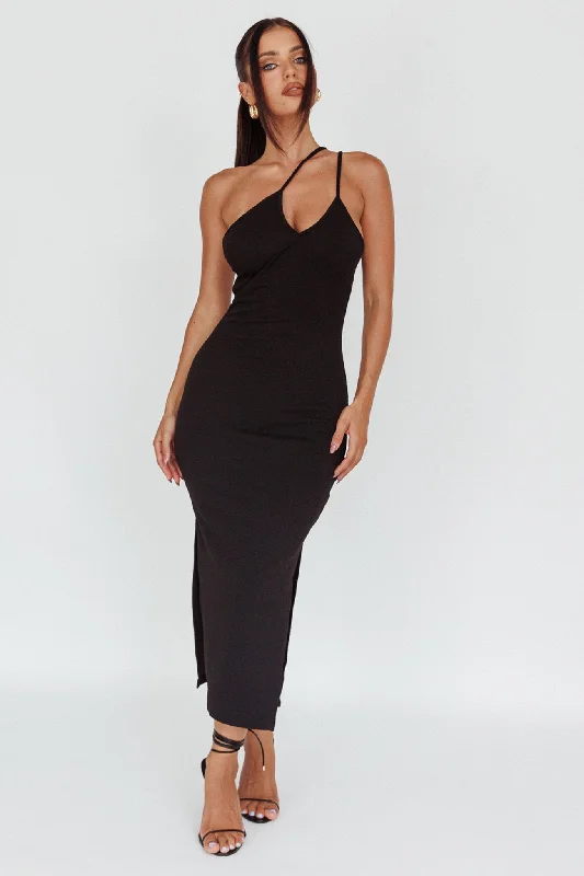 Planets Align Double Strap Midi Dress Black