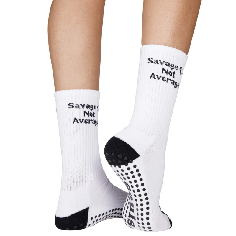 Savage Not Average - Crew Grip Sock (Barre / Pilates)