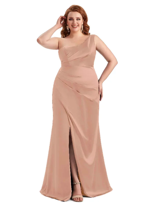 Rose Gold Long Satin Maxi Bridesmaid Dress