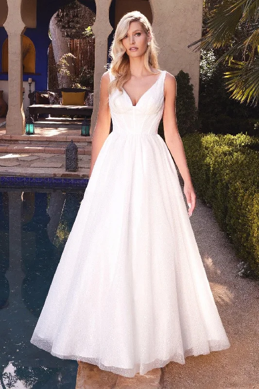 Cinderella Divine CB077W Sleeveless Long A Line Wedding Gown