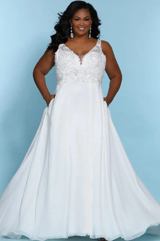 Sydneys Closet SC5246  Long Sleeveless A Line Wedding Dress