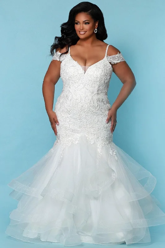 Sydneys Closet SC5268 Long Spaghetti Strap Mermaid Wedding Dress