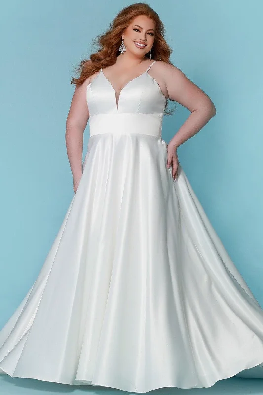 Sydneys Closet SC5269 Long Bridal Satin Wedding Dress