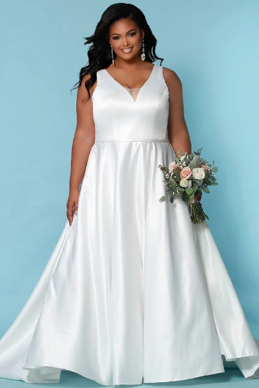 Sydneys Closet SC5272 Long Bridal Satin Wedding Dress