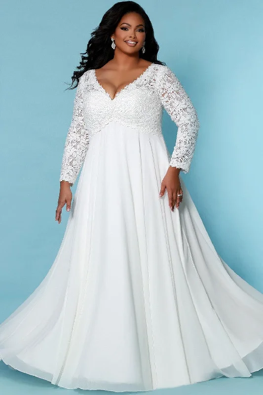 Sydneys Closet SC5276 Long Sleeve Lace Wedding Gown