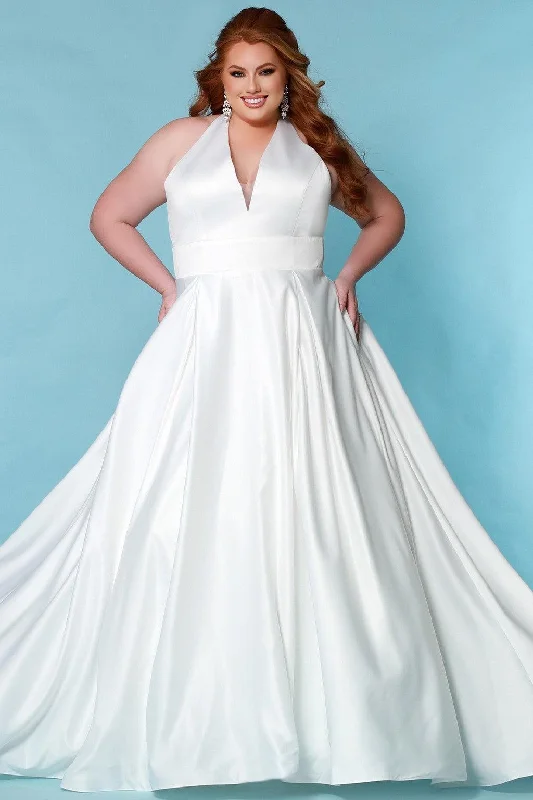 Sydneys Closet SC5279 Bridal Long Halter Wedding Dress